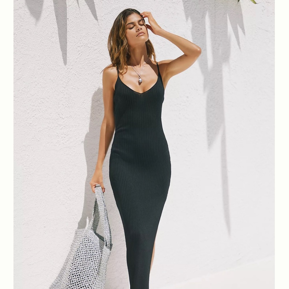 Anthropologie The Aimee Slim Ribbed Knit Midi Dress